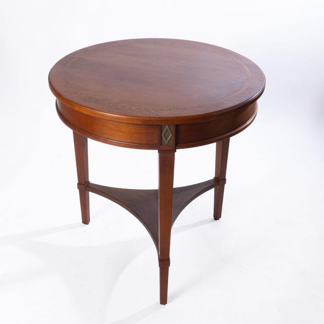 Stickley Round Stickley Table With Brass Inlay For Sale - Image 4 of 12