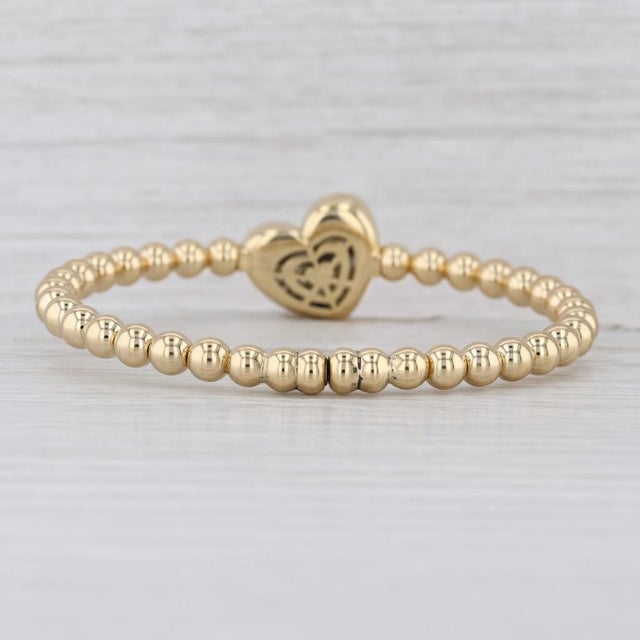 Tirisi 1.01ctw Pave Diamond Heart Bead Bangle Bracelet 18k Gold Magnetic Clasp For Sale - Image 4 of 7