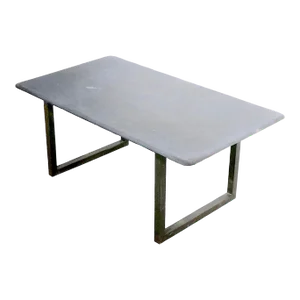 Brutalist Coffee Table With Slate Top and Brass Base C. 1970's