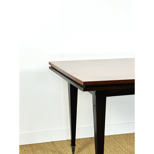 Art Deco Varnished Chevron Marquetry Dining Table with Extensions, 1940s For Sale - Image 16 of 18