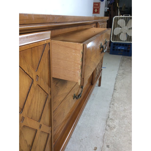 Mid Century Modern Lowboy Dresser With Brass Hardware by United Furniture For Sale - Image 9 of 10