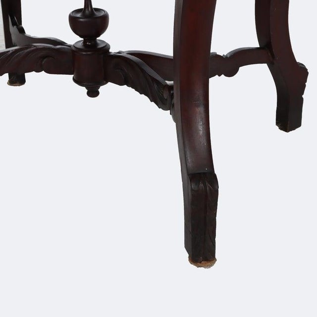 Antique Carved Flame Mahogany Turtle Top Table C1880 For Sale - Image 6 of 12