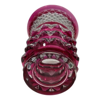 Pink Cut-to Clear Small Crystal Vase from Val Saint Lambert For Sale