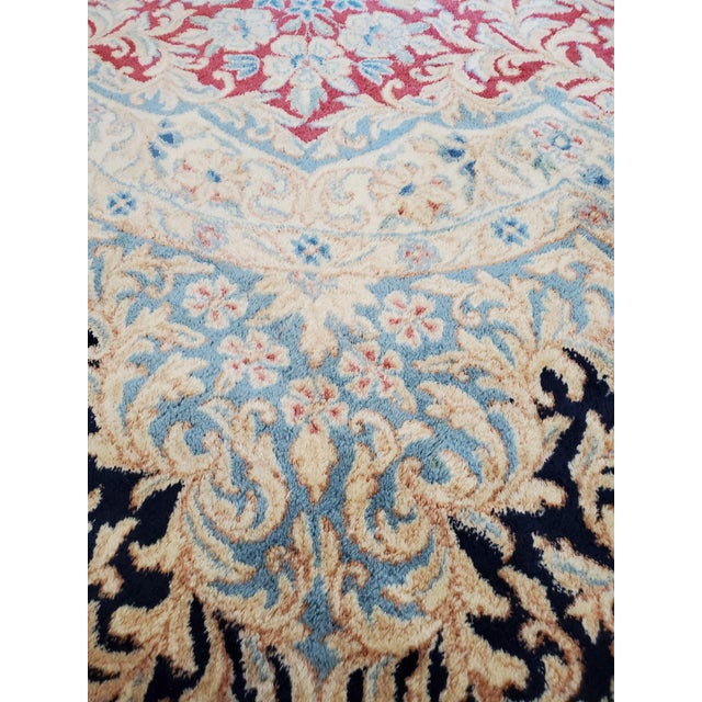 Antique Persian Kerman Oriental Carpet, Handmade Rug Navy, Ivory, Red, Soft Gold For Sale - Image 12 of 18