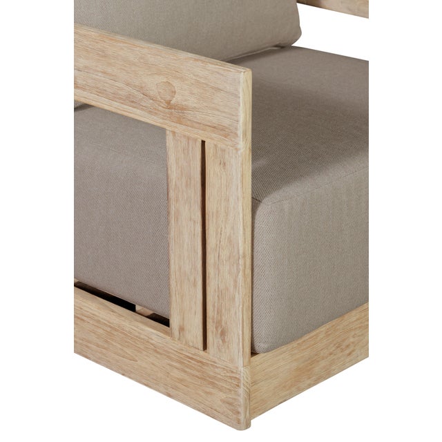 Gray Paradiso Outdoor Teak Natural Look Revolving Chair - Gray Fabric For Sale - Image 8 of 12