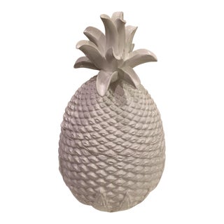 Vellum Italian Ceramic Pineapple Covered Box 2 Pieces For Sale
