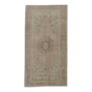 Vintage Circa 1940 Turkish Oushak Rug Runner 3'9 X 7'1 For Sale