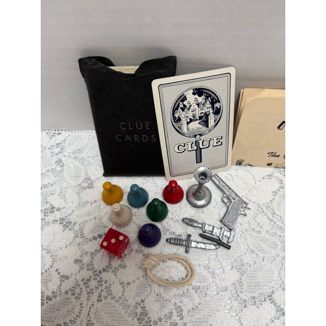Vintage Midcentury Original Clue Game Board and Accessory Pieces For Sale - Image 10 of 12