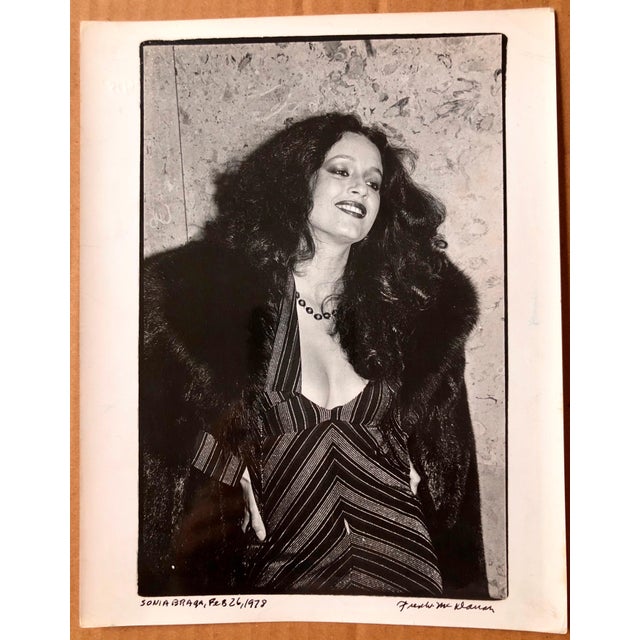 Late 20th Century Fred McDarrah, Vintage Print Silver Gelatin Signed Photograph Brazilian Actress Sonia Braga, 1978 For Sale - Image 5 of 5