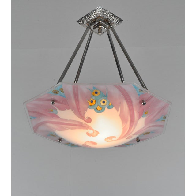 French Art Deco Pendant Light by Loys Lucha 1930 France For Sale - Image 4 of 14