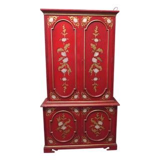 Red Lacquer Cabinet with Interior Drawers and Shelves, 1960 For Sale