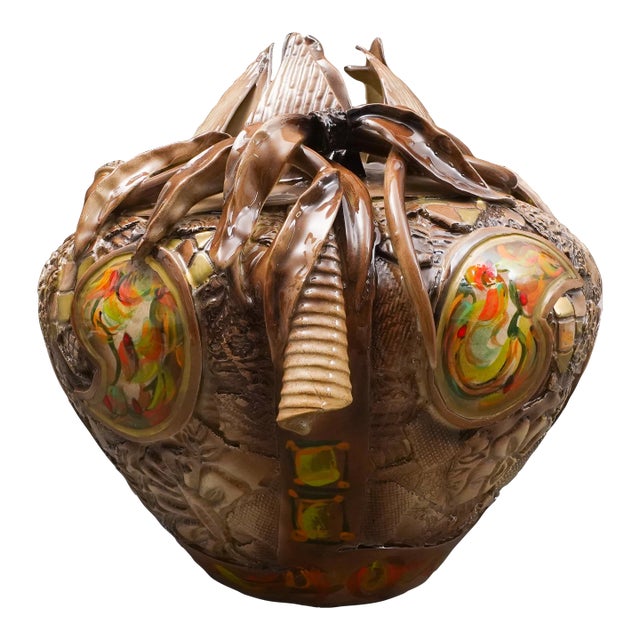 Gail Markiewicz 2007 Signed Monumental Sculptural Ceramic Pottery Vessel Vase For Sale