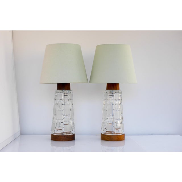 Mid-Century Modern Scandinavian Teak and Glass Table Lamps, Set of 2 For Sale - Image 13 of 17