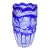 Vintage Blue Crystal-Cut Vase With Floral-Patterned Itching For Sale