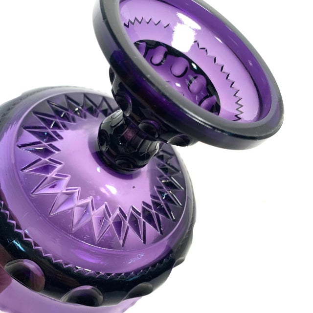 Amethyst Early 20th Century Amethyst Pressed Glass Pedestal Compote Traditional Victorian For Sale - Image 8 of 10