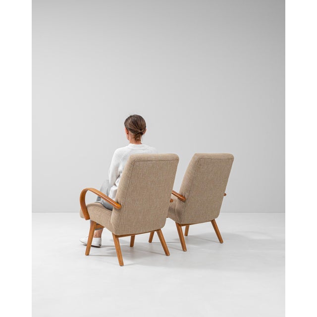 Wood 1950s Czech Upholstered Armchairs By J. Halabala - A Pair For Sale - Image 7 of 18