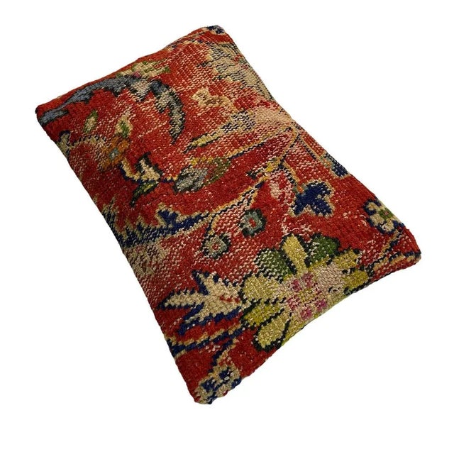 Large Vintage Turkish Handmade Rug Cushion Cover For Sale - Image 6 of 11