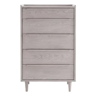 Crate and Barrel Tate 32” Stone Grey 5-Drawer Tall Dresser For Sale