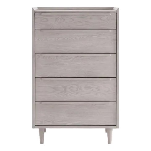 Crate and Barrel Tate 32” Stone Grey 5-Drawer Tall Dresser For Sale