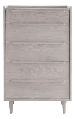 Crate and Barrel Tate 32” Stone Grey 5-Drawer Tall Dresser