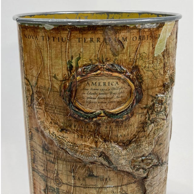 Vintage World Map Raised Relief Umbrella Stand For Sale In Kansas City - Image 6 of 9