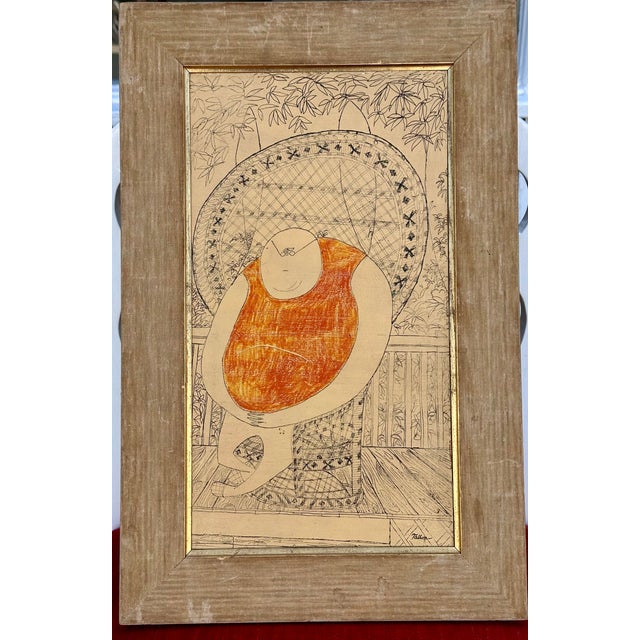 Mid Century Modernist Portrait Painting by Tallon For Sale - Image 4 of 5