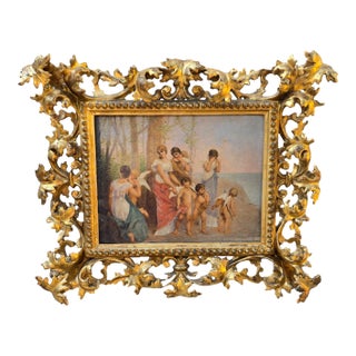 19th Century Ornate Gold Leaf Framed Art For Sale
