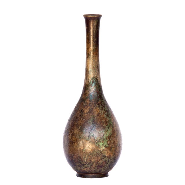 Mid 20th Century Green Patina Japanese Bud Vase For Sale In Los Angeles - Image 6 of 6