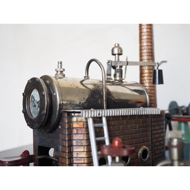 Blue Vintage Fully Functional Steam Engine Model, 1950s For Sale - Image 8 of 18