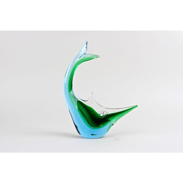 Mid-Century Murano Glass Fish Sculpture in Blue and Green Tones, Italy, 1970 For Sale - Image 4 of 18