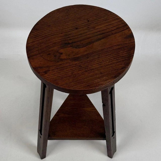 Antique English Arts and Crafts Oak Side Table For Sale - Image 6 of 8