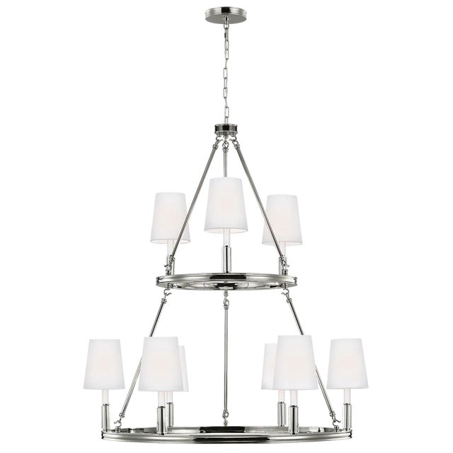 Transitional Sean Lavin By Visual Comfort Studio Lismore Large Chandelier in Polished Nickel For Sale - Image 3 of 3