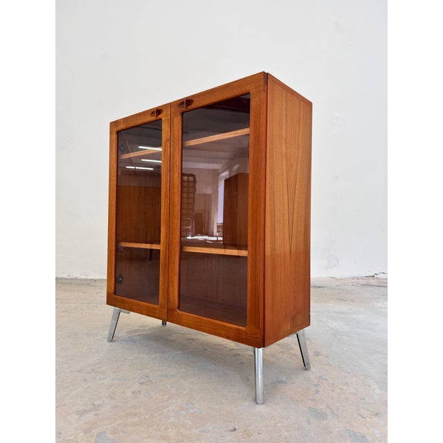 Teak Display Cabinet with New Chrome Feet by H. W. Klein for Bramin For Sale - Image 3 of 11