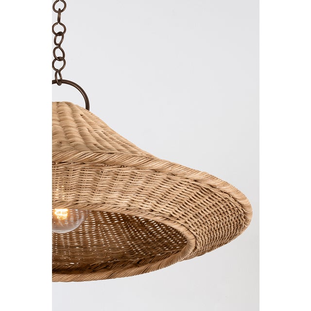 Textile Hudson Valley Lighting Baychester 32 in. 1 Light Pendant in Bronze Leaf Finish For Sale - Image 7 of 11