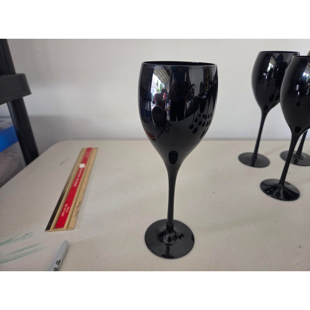 Late 20th Century Vintage Carlo Moretti Italian Black and White Tall Stem Cased Wine Glasses - Set of 15 For Sale - Image 5 of 6