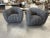 1980’s Vintage Oversized Swivel Chairs Reupholstered in Pollack/Weitzner Fabric - A Pair For Sale - Image 9 of 12
