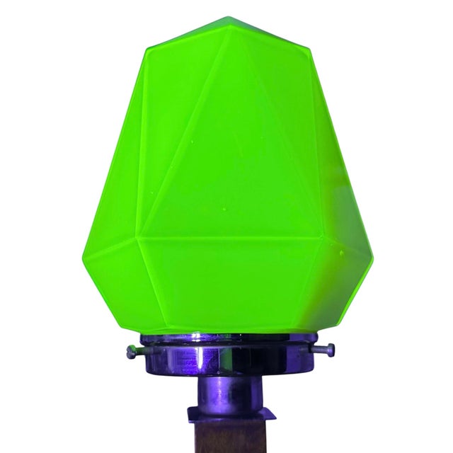 Art Deco Table Lamp with Uranium Glass Shade, Central Europe, 1920s For Sale - Image 6 of 13