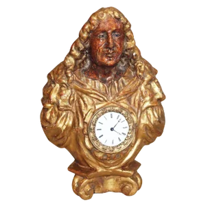 Giltwood and Polychrome Bust With Clock