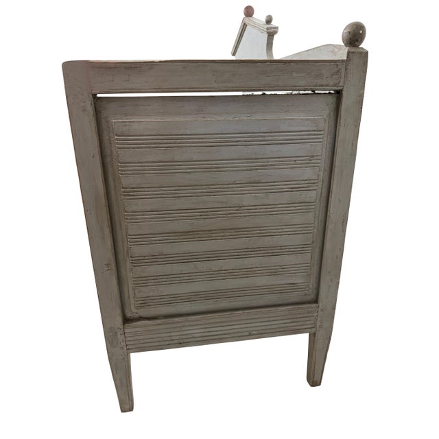 19th Century 19th Century Neoclassical Style Swedish Grey Gustavian Storage Sofa Hand Carved For Sale - Image 5 of 18