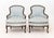 Louis XV Style Blue Upholstered Bergeres, Pair For Sale - Image 11 of 12