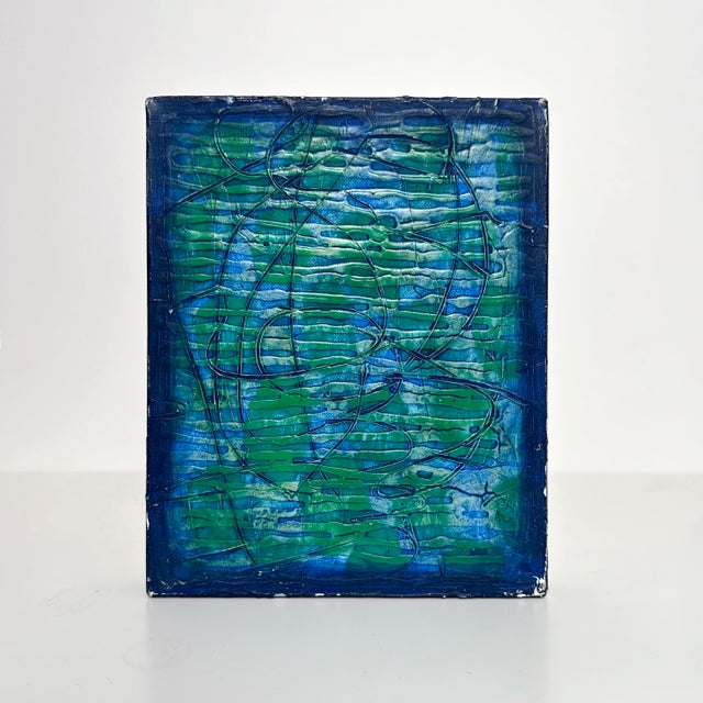 Textile Vintage Abstract Diptych Paintings- Set of 2 For Sale - Image 7 of 11