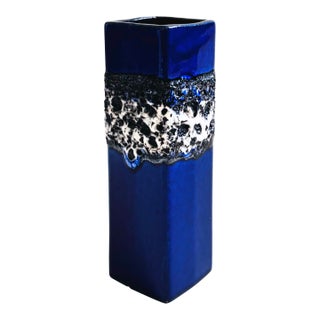 Mid Century German Blue Lava Glaze Bud Vase For Sale