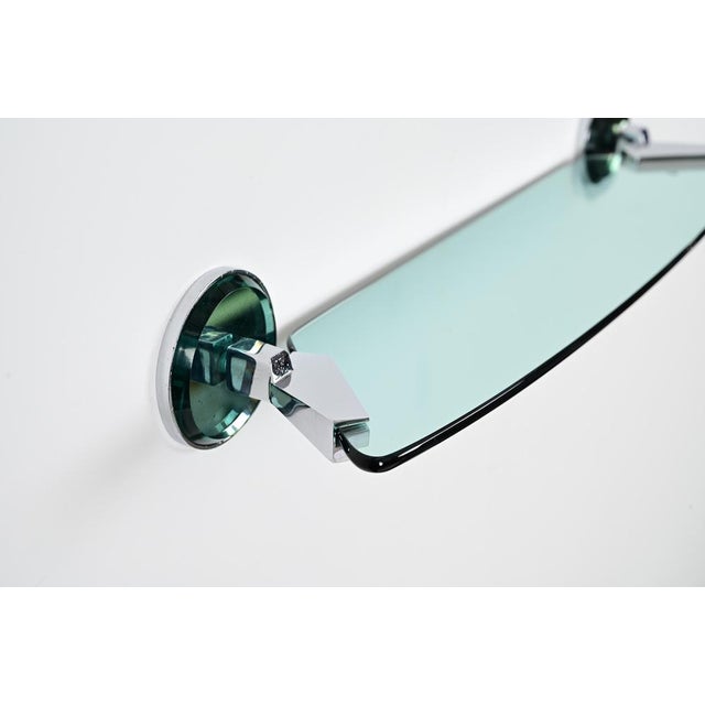 Italian Tiffany Blue Bathroom Vanity Set with Mirror, Sconces, Shelf attributed to Veca, 1970s, Set of 4 For Sale - Image 11 of 16