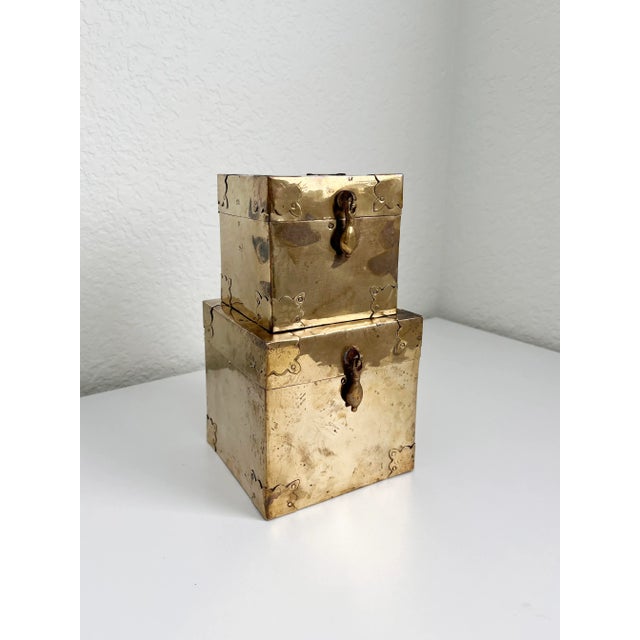 1970s Brass Cube Boxes, Pair Chairish