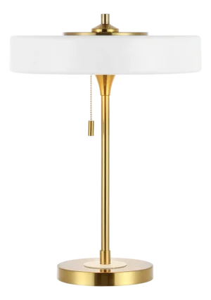 Decker 19.25" Metal Drum Shade Table Lamp in White/Brass