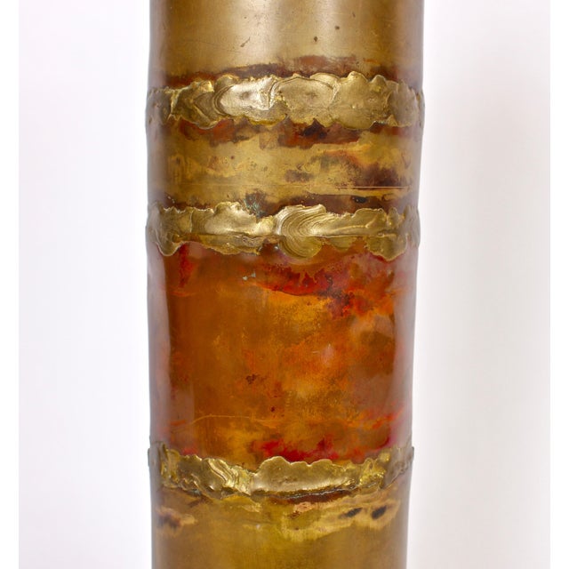 White 1974 Silas Seandel Torched Mixed Metal Brutalist Table Lamp For Sale - Image 8 of 13