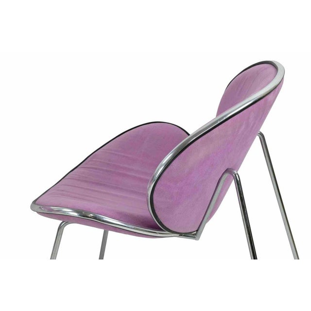 Vintage Italian Chairs, Chromed Metal Frame, White Microfibre, 1980s For Sale - Image 3 of 7
