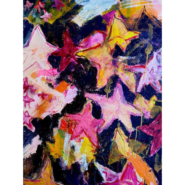 Impressionist Starry Night..An Original Painting That Bursts With Electric Energy!!! For Sale - Image 3 of 4