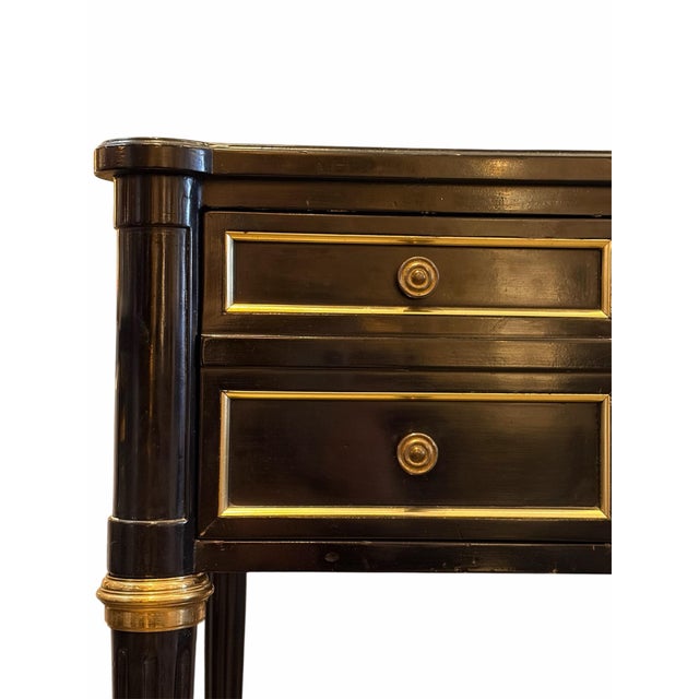 1990s Federal-Style Black Lacquered Writing Desk & Chair For Sale - Image 5 of 7
