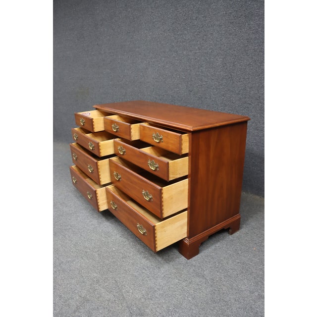 Wood 1980s Henkel Harris Wild Black Cherry Dresser – 9 Drawer For Sale - Image 7 of 13